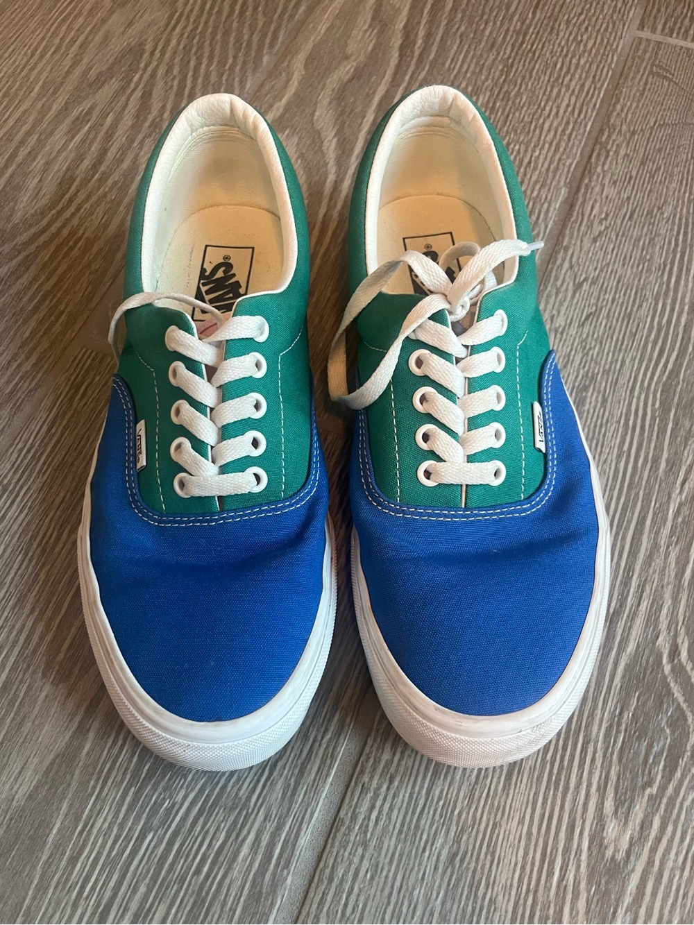 Vans Men's Two-Tone Blue & Green Canvas Lace-Up Sneakers